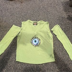 O mighty green v neck top with separate sleeves..never worn